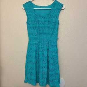 Aqua blue teal lace A Line Dress child 14/juniors